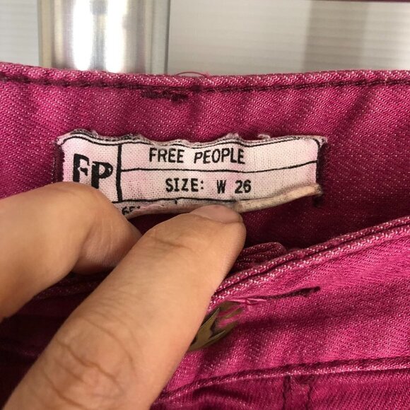 FREE PEOPLE Raspberry (Pink / Purple) Ankle‎ Zip Skinny Jeans Sz 26 - Picture 9 of 10